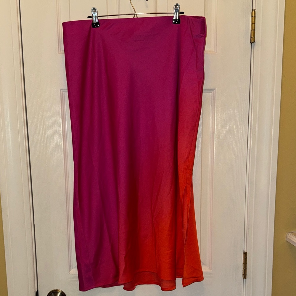 a new day Fuchsia and Coral Midi Skirt